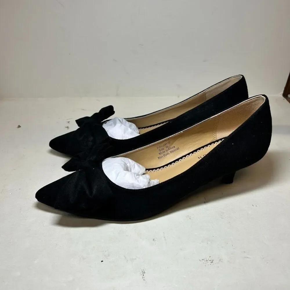 Journee Collection Womens 9 M Black Orana Bow Pointed Toe Stiletto Heels NIB OL2